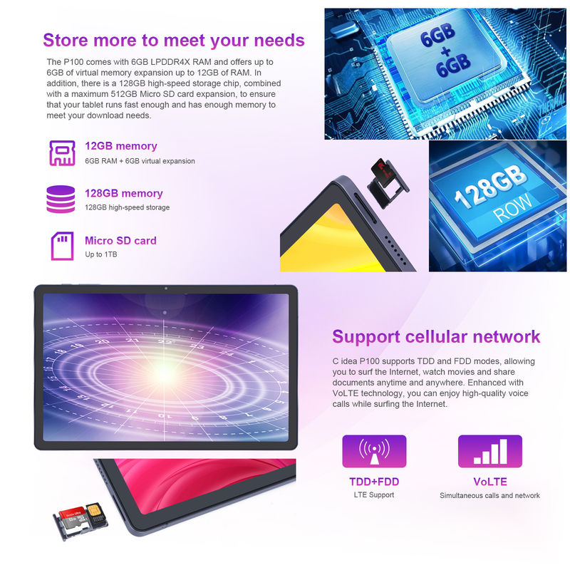 सी आइडिया 10.95 इंच एंड्रॉयड 13 टैबलेट 12GB रैम 128GB रोम मॉडल CM100