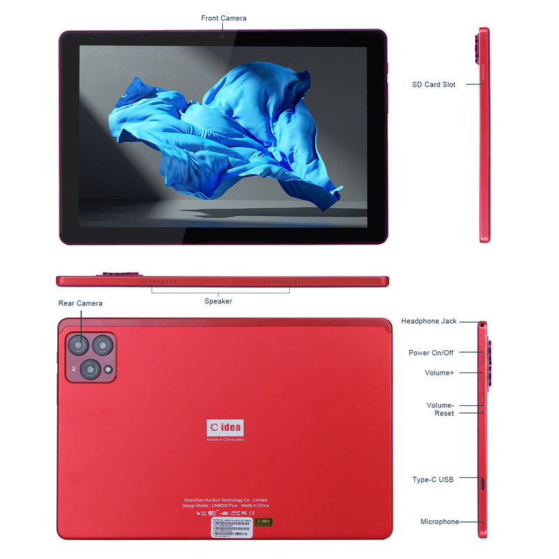 सी आइडिया 10 इंच एंड्रॉयड 12 टैबलेट 8GB रैम 256GB रोम मॉडल CM8000PLUS लाल