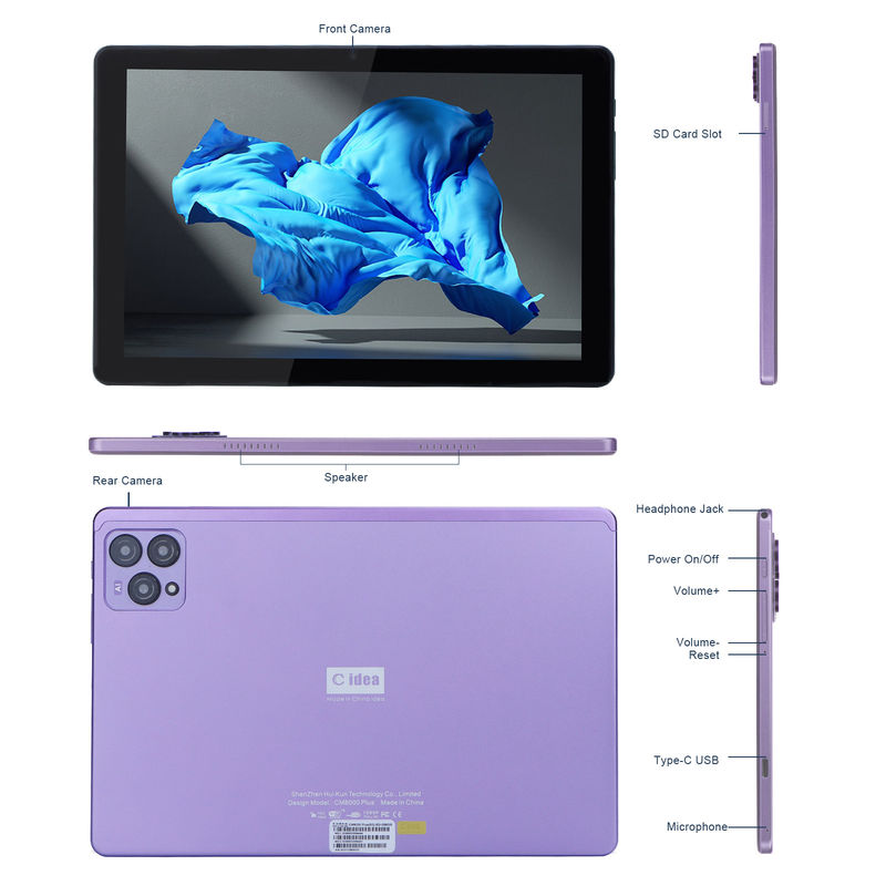 सी आइडिया 10 इंच एंड्रॉयड 12 टैबलेट 8GB रैम 256GB रोम मॉडल CM8000PLUS बैंगनी