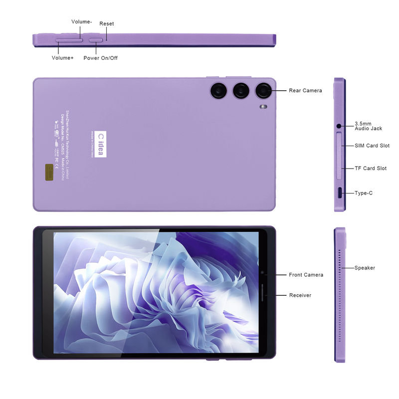 सी आइडिया 7 इंच 6+128GB 6000mAh एंड्रॉयड टैबलेट पीसी सिम के साथ छात्रों के लिए CM525 बैंगनी