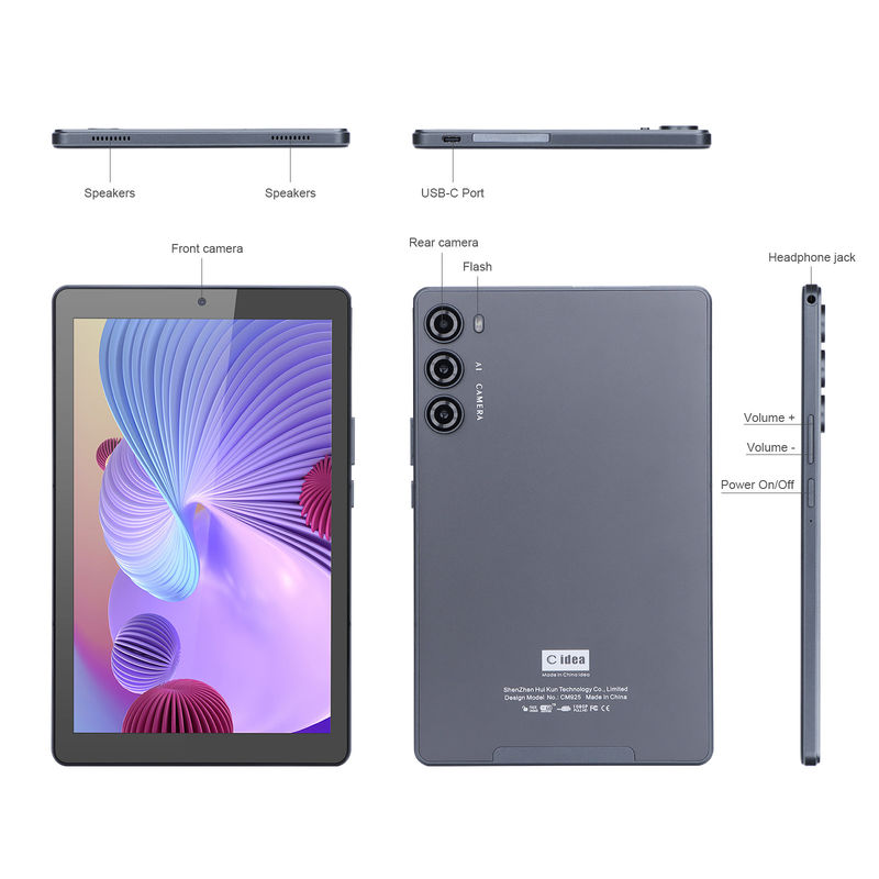 सी आइडिया 9 इंच टैबलेट पीसी वाईफ़ाई 2.4G/5G 800x1280 IPS स्क्रीन एंड्रॉयड टैबलेट फोन कॉल समर्थन दोहरी कैमरा के साथ ((ग्रे)