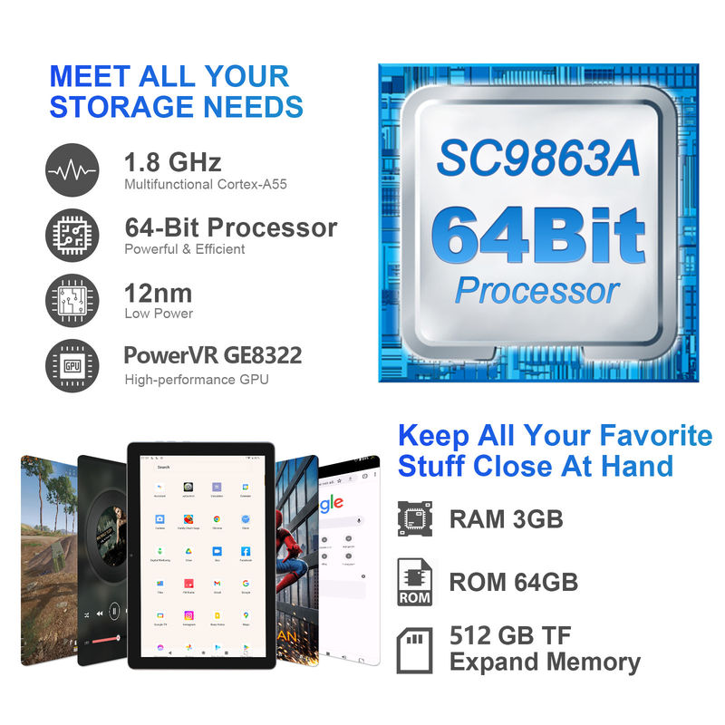 सी विचार 3GB रैम 64GB रोम 10 इंच एंड्रॉयड टैबलेट पीसी 512GB विस्तार HD IPS डिस्प्ले CM9000 स्पेस ग्रे