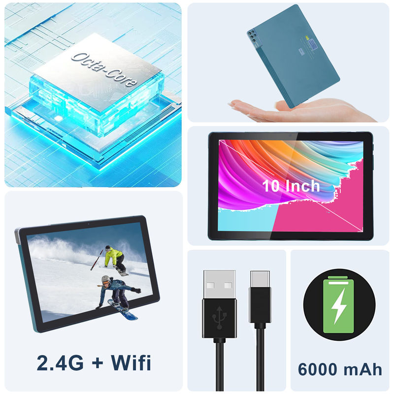 सी आइडिया 256ROM 10 इंच टैबलेट पीसी डुअल 5MP+8MP कैमरा क्वाड कोर के साथ कीबोर्ड केस CM7000 ब्लू