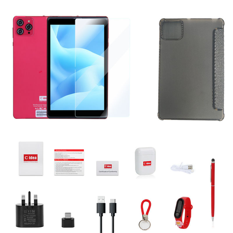 सी आइडिया 8 इंच एंड्रॉयड 12 टैबलेट 8 जीबी रैम 512 जीबी रोम 8000mAh बैटरी 5+8MP छात्र के लिए कैमरा सिम समर्थन के साथ CM818-लाल