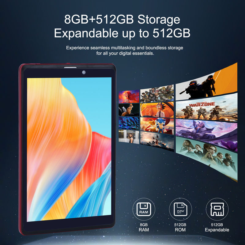 सी आइडिया 8 इंच एंड्रॉयड 12 टैबलेट 8GB रैम 512GB रोम 8000mAh बैटरी 5+8MP कैमरा किशोरों के लिए सिम समर्थन के साथ CM818-लाल