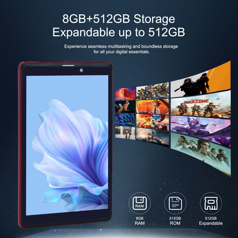 सी आइडिया 8 इंच एंड्रॉयड 12 टैबलेट 8 जीबी रैम 512 जीबी रोम 8000mAh बैटरी 5+8MP छात्र के लिए कैमरा सिम समर्थन के साथ CM818-लाल