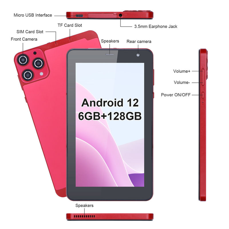 सी आइडिया 7 इंच छोटे टैबलेट क्वाड कोर वाईफाई 5G एंड्रॉयड टैबलेट पीसी शिक्षा के लिए CM515(लाल)