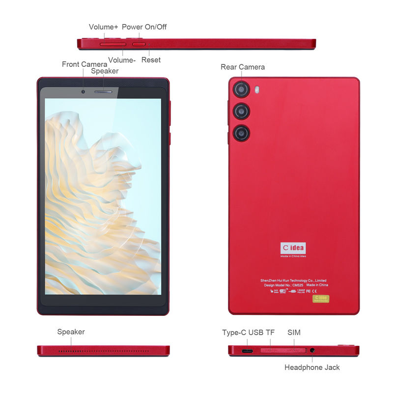 सी आइडिया 7 इंच टैबलेट 512GB सिम के साथ एंड्रॉयड टैबलेट पीसी छात्रों के लिए सीखना सीएम525 लाल