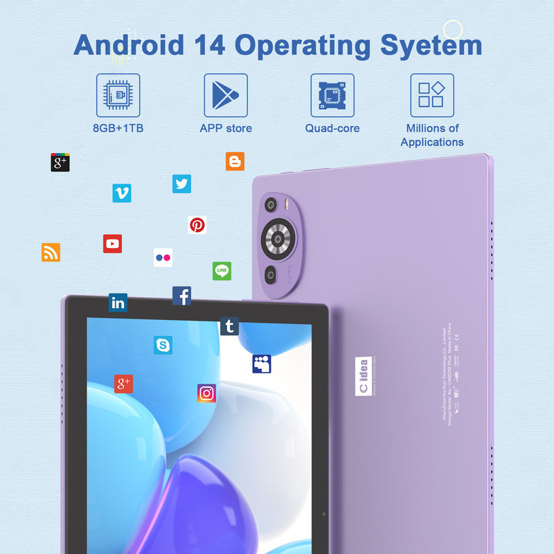 सी आइडिया एंड्रॉयड 14 टैब 512GB शैक्षिक टैबलेट के साथ छात्रों के लिए कीबोर्ड Cm8200plus बैंगनी