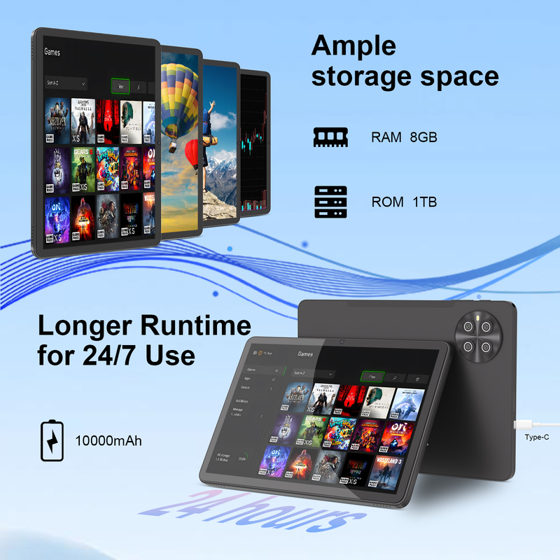 सी आइडिया 10.1 इंच एंड्रॉयड 15 टैबलेट 8GB रैम 1TB रोम मॉडल CM8800plus काला