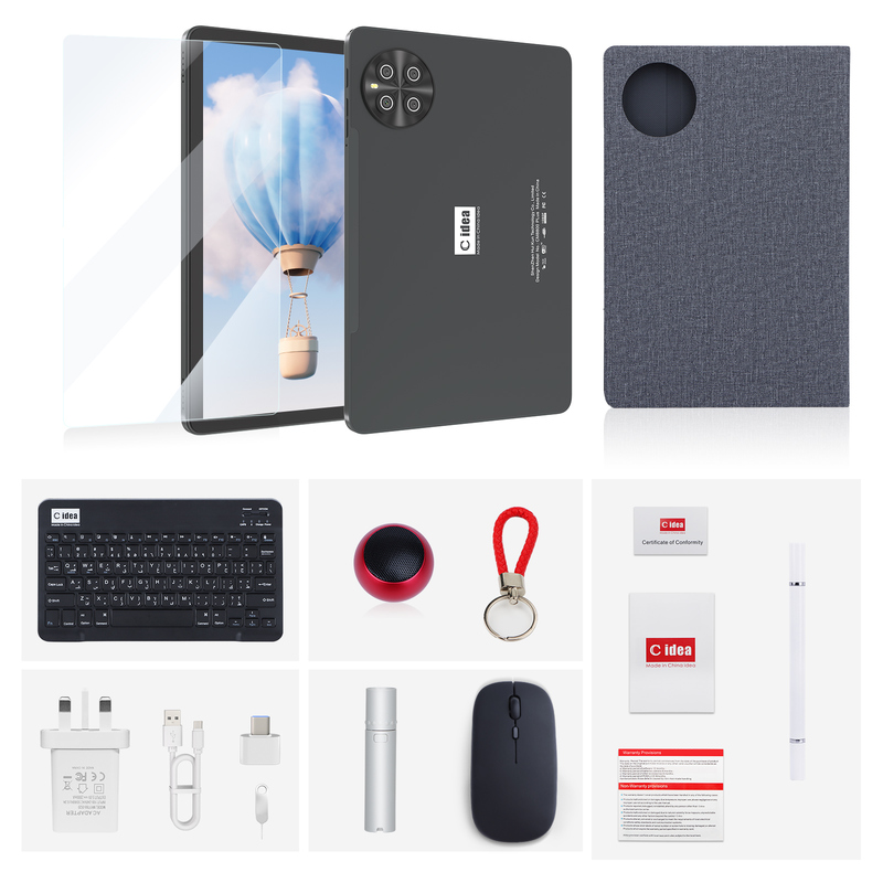 सी आइडिया 10.1 इंच टैबलेट पीसी एंड्रॉयड 15 टैबलेट के साथ कीबोर्ड और माउस CM8800plus ग्रे