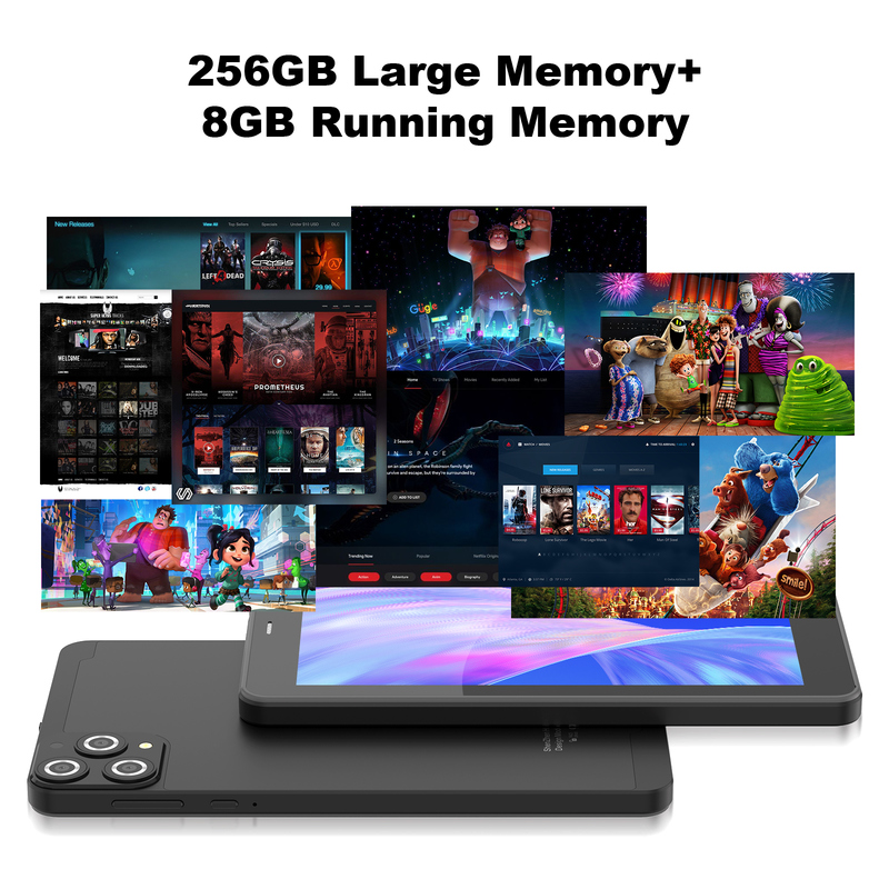 C आइडिया 7 इंच वाईफाई टैबलेट केस के साथ 8+256GB स्टोरेज क्वाड कोर प्रोसेसर 600x1024 IPS टचस्क्रीन CM516 काला