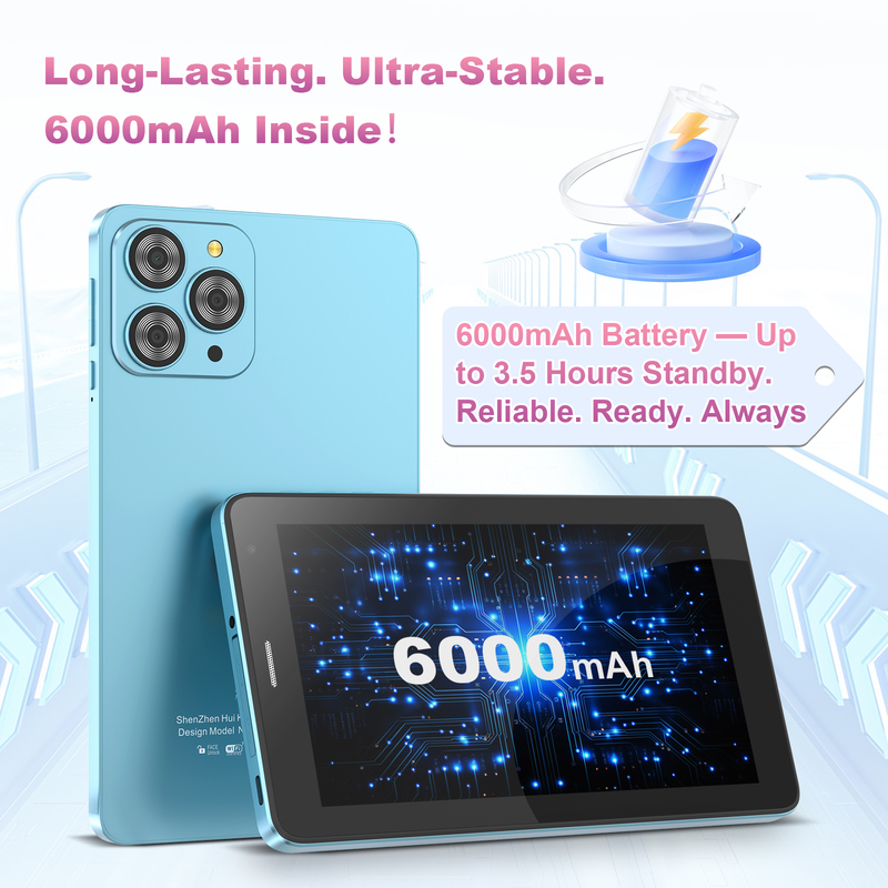 सी आइडिया 7 इंच वाईफाई टैबलेट के साथ केस 8+256GB स्टोरेज क्वाड कोर प्रोसेसर 600x102e4 IPS टचस्क्रीन CM517 नीला