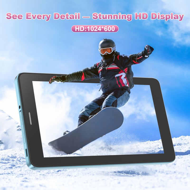 सी आइडिया 7 इंच वाईफाई टैबलेट के साथ केस 8+256GB स्टोरेज क्वाड कोर प्रोसेसर 600x102e4 IPS टचस्क्रीन CM517 नीला