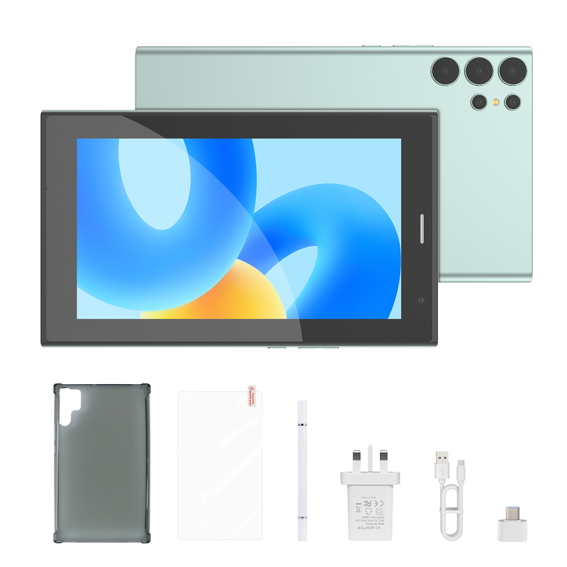 सी आइडिया 7 इंच वाईफाई टैबलेट केस के साथ 8+256GB स्टोरेज क्वाड कोर प्रोसेसर 600x1024 IPS टचस्क्रीन CM524 हरा