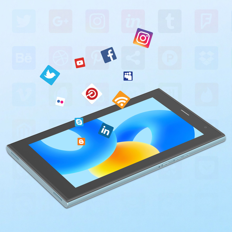 सी आइडिया 7 इंच वाईफाई टैबलेट के साथ केस 8+256GB स्टोरेज क्वाड कोर प्रोसेसर 600x1024 आईपीएस टचस्क्रीन CM524 नीला