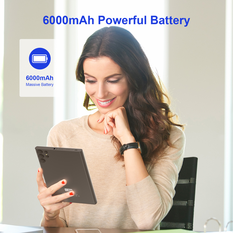 C आइडिया 7 इंच वाईफाई टैबलेट केस के साथ 8+256GB स्टोरेज क्वाड कोर प्रोसेसर 600x1024 IPS टचस्क्रीन CM524 काला