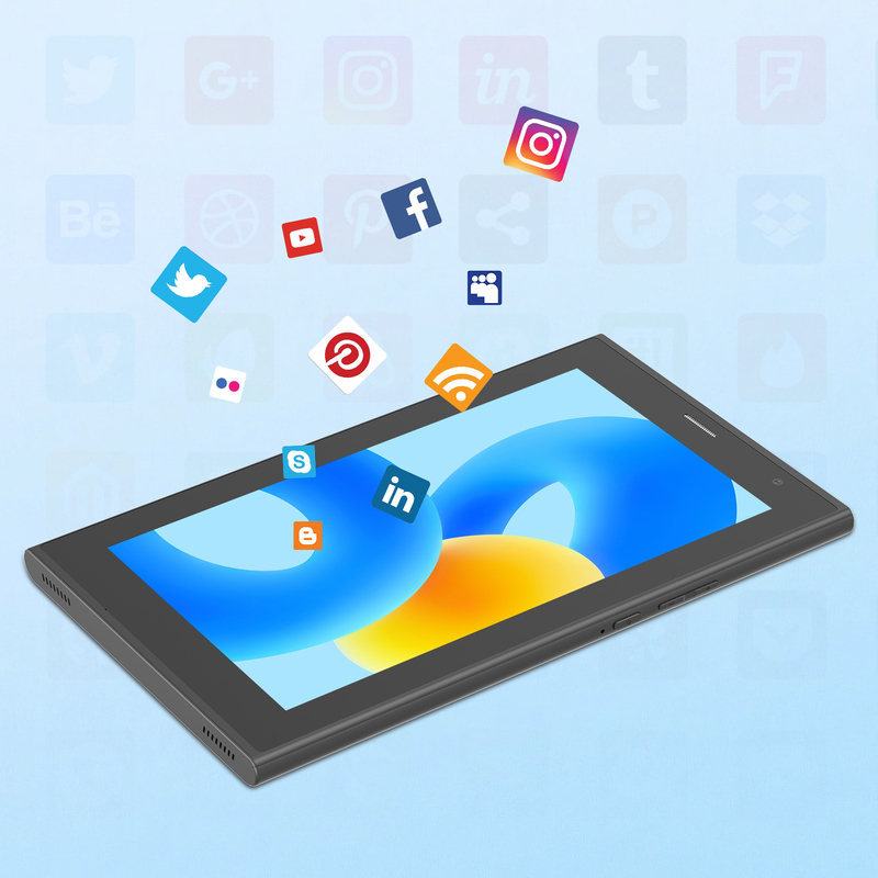 C आइडिया 7 इंच वाईफाई टैबलेट केस के साथ 8+256GB स्टोरेज क्वाड कोर प्रोसेसर 600x1024 IPS टचस्क्रीन CM524 काला