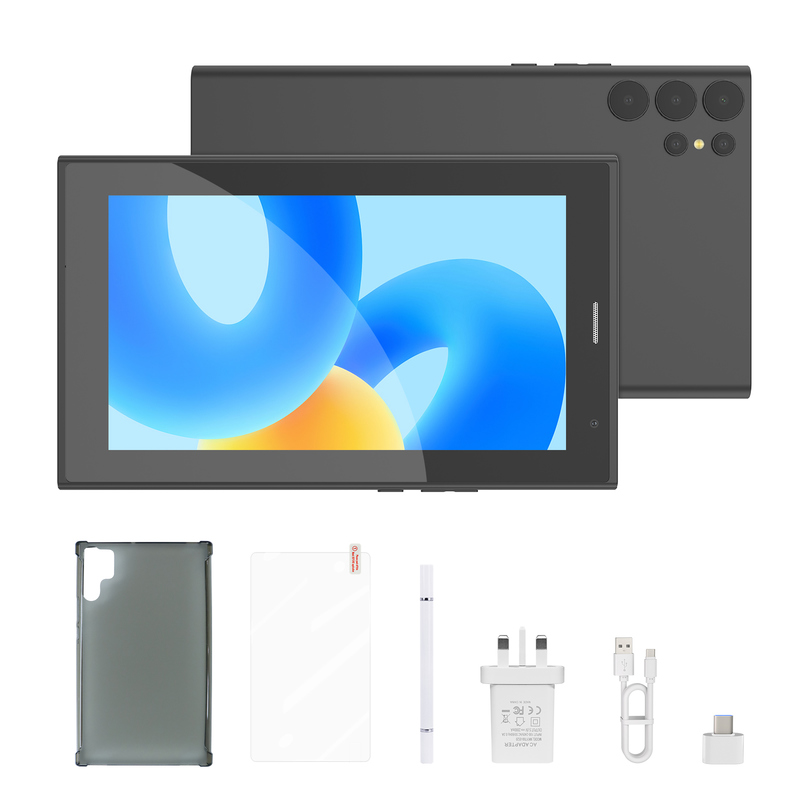 C आइडिया 7 इंच वाईफाई टैबलेट केस के साथ 8+256GB स्टोरेज क्वाड कोर प्रोसेसर 600x1024 IPS टचस्क्रीन CM524 काला