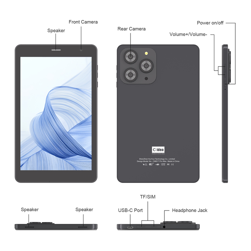 सी आइडिया 8 इंच वाईफाई टैबलेट, 8+512GB स्टोरेज, क्वाड कोर प्रोसेसर, 800x1280 IPS टचस्क्रीन, लाल CM817 प्रो