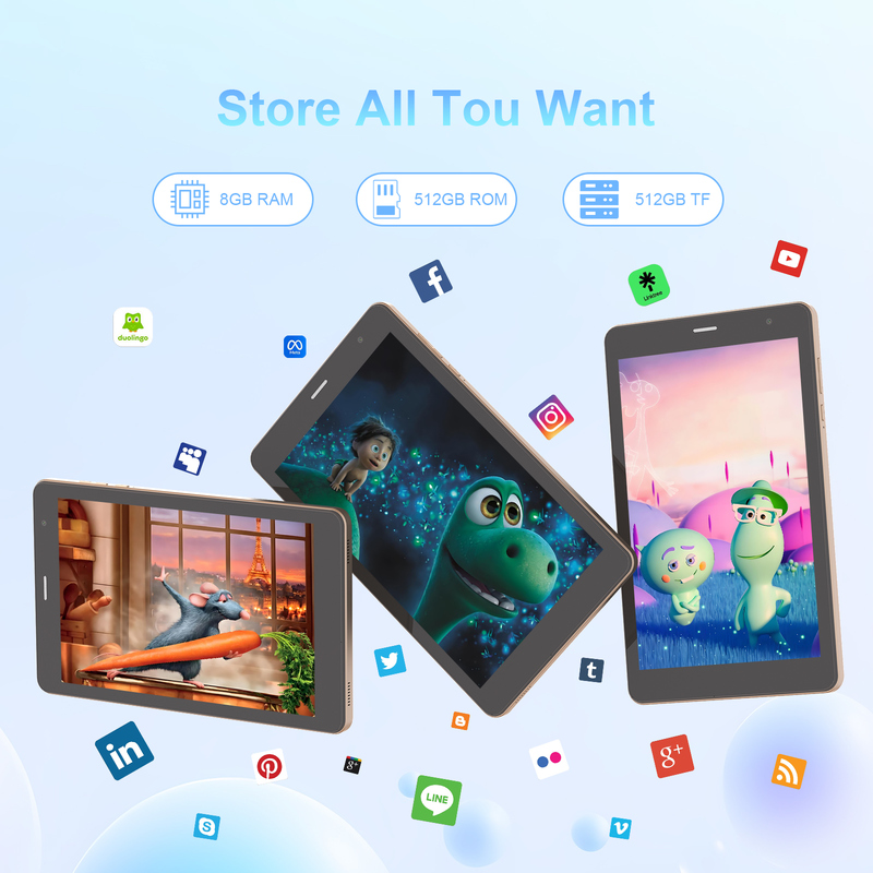 सी आइडिया 8 इंच वाईफाई टैबलेट 8+512GB स्टोरेज क्वाड कोर प्रोसेसर 800x1280 IPS टचस्क्रीन गोल्डन CM817 प्रो