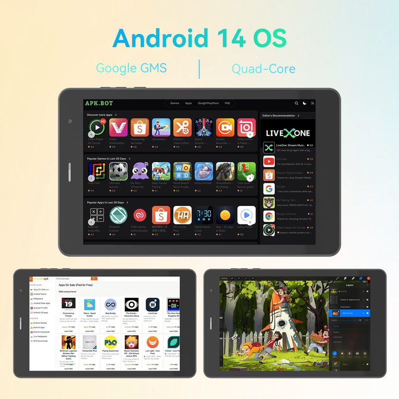 सी आइडिया यूथ 8 इंच टैबलेट एंड्रॉइड 15 ब्लैक लाइट स्क्रीन के साथ, वाईफाई, 8GB + 512GB, 800*1280 IPS इनसेल CM828