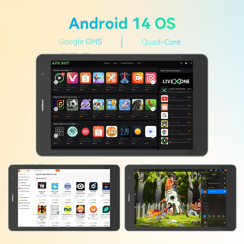 सी आइडिया यूथ ग्रीन 8 इंच टैबलेट एंड्रॉइड 15, tf कार्ड स्लॉट, वाईफाई, 8GB + 512GB, 800*1280 IPS इनसेल CM828 के साथ