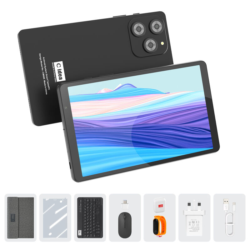 सी आइडिया 8 इंच स्मार्ट टैबलेट पीसी कीबोर्ड के साथ 8GB रैम+512 रोम 800*1340 आईपीएस इंकेल टचस्क्रीन डिस्प्ले ब्लैक सीएम866