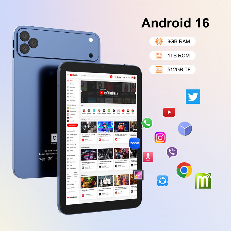 सी आइडिया 10.1 इंच एंड्रॉयड वाईफाई टच स्क्रीन नीली टैबलेट पीसी 5G कीबोर्ड क्वाड-कोर CM10017Air के साथ