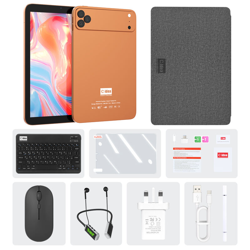 सी आइडिया 10.1 इंच सिम टैबलेट वाईफ़ाई एंड्रॉयड टैबलेट स्टाइलस पेन के साथ CM10017air नारंगी