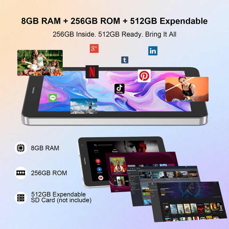 सी आइडिया 7 इंच एंड्रॉयड स्मार्ट टैबलेट 8+256GB 8*कोर्टेक्सटीएम-ए53 वाईफाई टैबलेट एचडी टच स्क्रीन CM517 एयर