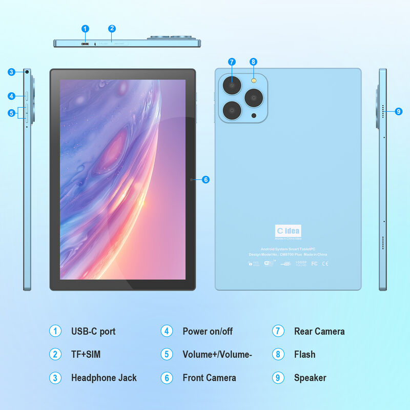 सी आइडिया फैक्टरी 10.1 इंच एचडी स्क्रीन एंड्रॉयड सिस्टम 8GB+1TB बड़ा स्टोरेज वयस्क टैबलेट पीसी CM8700 प्लस